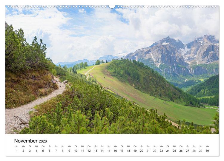 Produktbild: Wanderziele S&uuml;dtiroler Dolomiten - Region Gadertal und Buchenstein (hochwertiger Premium Wandkalender 2026 DIN A2 quer), Kunstdruck in Hochglanz