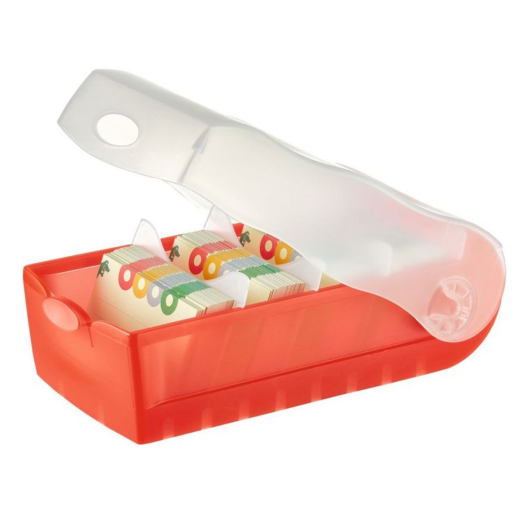 Produktbild: HAN CROCO 998-617 Karteibox Transluzent, Rot max. Anzahl der Karten: 500 Karten DIN A8 quer inkl. 100 linierten Karten