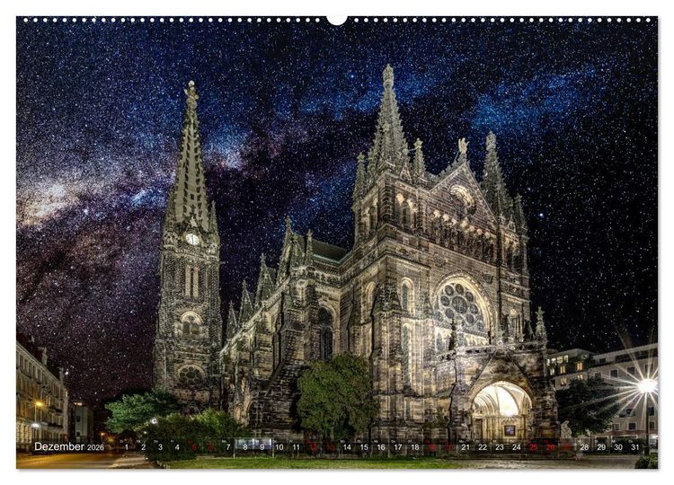 Produktbild: Nachts in Leipzig (Wandkalender 2026 DIN A2 quer), CALVENDO Monatskalender