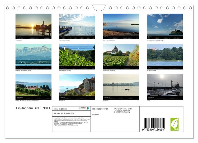 Produktbild: Ein Jahr am BODENSEE (Wandkalender 2026 DIN A4 quer), CALVENDO Monatskalender
