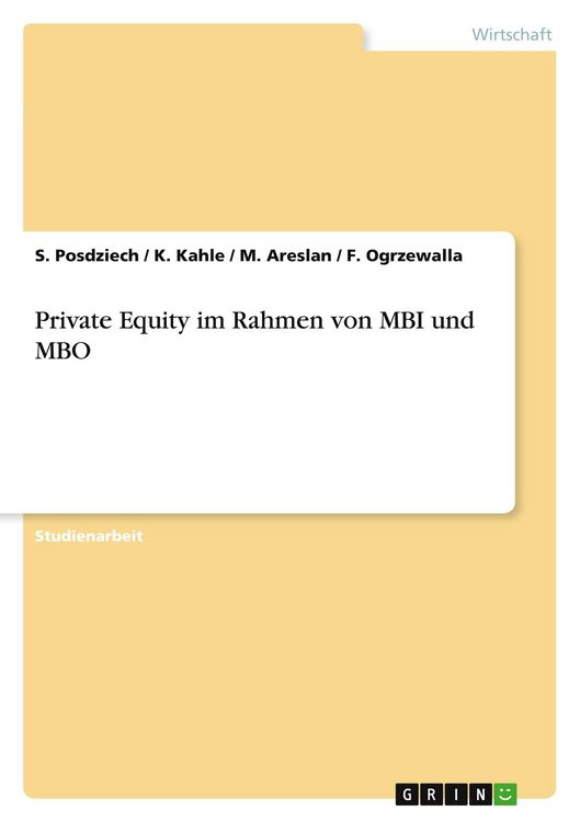 Produktbild: Private Equity im Rahmen von MBI und MBO