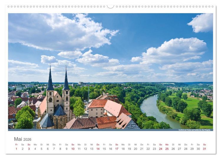 Produktbild: Der Neckar - Unterwegs in Deutschland (Wandkalender 2026 DIN A2 quer), CALVENDO Monatskalender
