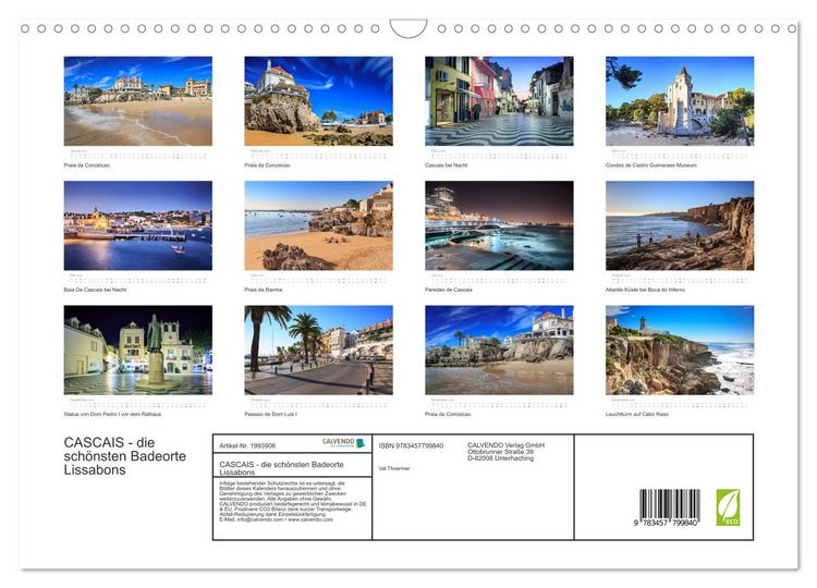 Produktbild: CASCAIS - die sch&ouml;nsten Badeorte Lissabons (Wandkalender 2026 DIN A3 quer), CALVENDO Monatskalender