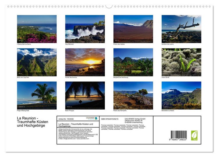 Produktbild: La Reunion - Traumhafte K&uuml;sten und Hochgebirge (hochwertiger Premium Wandkalender 2026 DIN A2 quer), Kunstdruck in Hochglanz