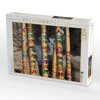 Produktbild: CALVENDO Puzzle R&auml;ucherst&auml;bchen mit chinesischen Schriftzeichen | 1000 Teile Lege-Gr&ouml;&szlig;e 64x48cm Foto-Puzzle f&uuml;r gl&uuml;ckliche Stunden