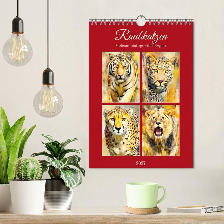 Produktbild: Raubkatzen. Moderne Paintings wilder Eleganz (Wandkalender 2027 DIN A4 hoch), CALVENDO Monatskalender