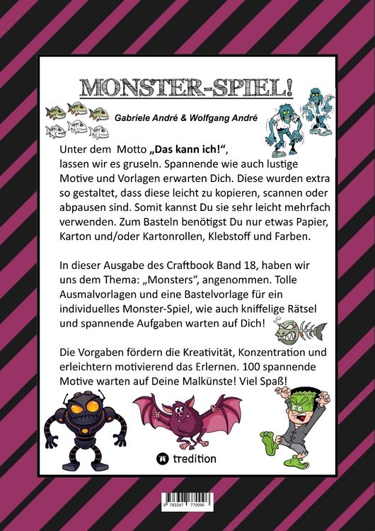 Produktbild: Craftbook - 100 Monster - Lustige Spannende Gruselige Vorlagen - Malen - Basteln - Monster - Party - Spiel - R&auml;tsel