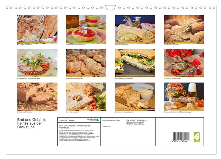 Produktbild: Brot und Geb&auml;ck. Feines aus der Backstube (Wandkalender 2026 DIN A3 quer), CALVENDO Monatskalender