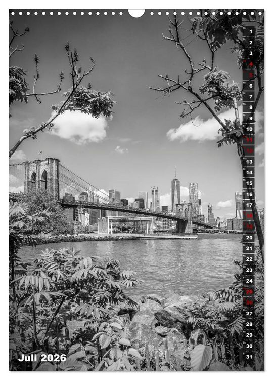Produktbild: NEW YORK CITY Monochrome Stadtansichten (Wandkalender 2026 DIN A3 hoch), CALVENDO Monatskalender