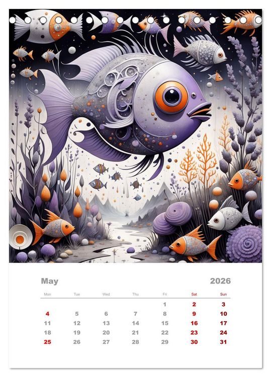 Produktbild: The adventures of the steel fish (Desk Calendar 2026 DIN A5 portrait), CALVENDO 12 Month DeskCalendar