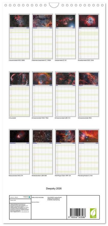 Produktbild: Familienplaner 2026 - Deepsky 2026 mit 5 Spalten (Wandkalender, 21 x 45 cm) CALVENDO