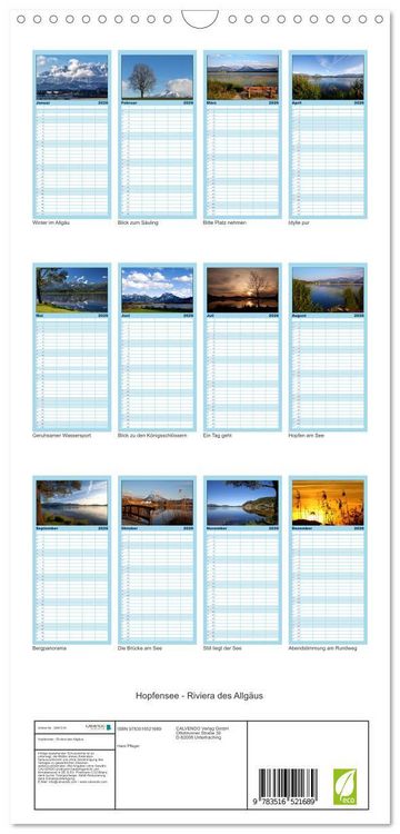 Produktbild: Familienplaner 2026 - Hopfensee - Riviera des Allg&auml;us mit 5 Spalten (Wandkalender, 21 x 45 cm) CALVENDO
