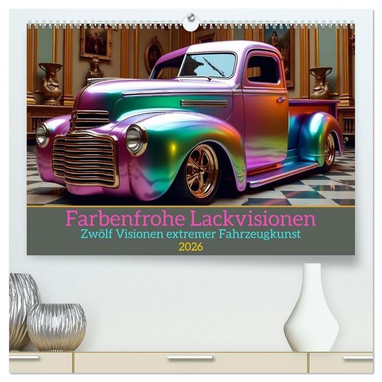 Produktbild: Farbenfrohe Lackvisionen (hochwertiger Premium Wandkalender 2026 DIN A2 quer), Kunstdruck in Hochglanz