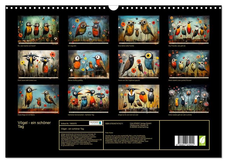 Produktbild: V&ouml;gel - ein sch&ouml;ner Tag (Wandkalender 2026 DIN A3 quer), CALVENDO Monatskalender