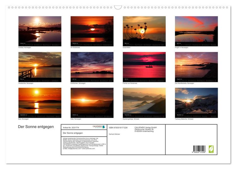 Produktbild: Der Sonne entgegen (Wandkalender 2026 DIN A2 quer), CALVENDO Monatskalender