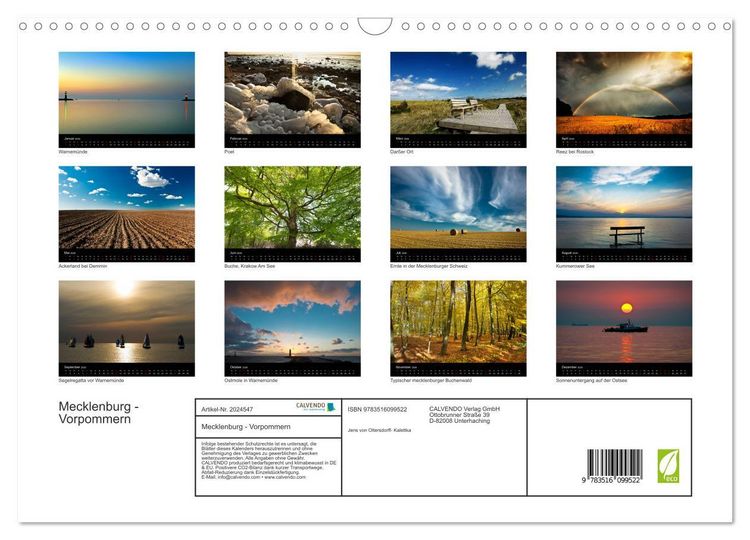 Produktbild: Mecklenburg - Vorpommern (Wandkalender 2026 DIN A3 quer), CALVENDO Monatskalender