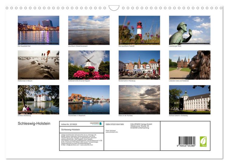 Produktbild: Schleswig-Holstein (Wandkalender 2026 DIN A3 quer), CALVENDO Monatskalender