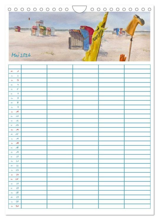 Produktbild: Amrumaquarelle (Wandkalender 2026 DIN A4 hoch), CALVENDO Monatskalender