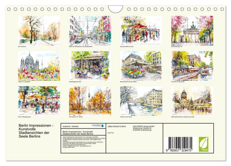 Produktbild: Berlin Impressionen - Kunstvolle Stadtansichten der Seele Berlins (Wandkalender 2026 DIN A4 quer), CALVENDO Monatskalender