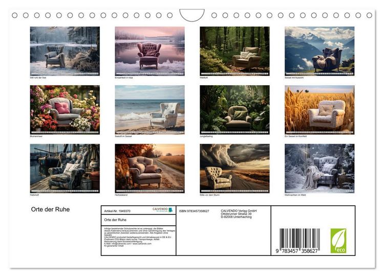 Produktbild: Orte der Ruhe (Wandkalender 2026 DIN A4 quer), CALVENDO Monatskalender