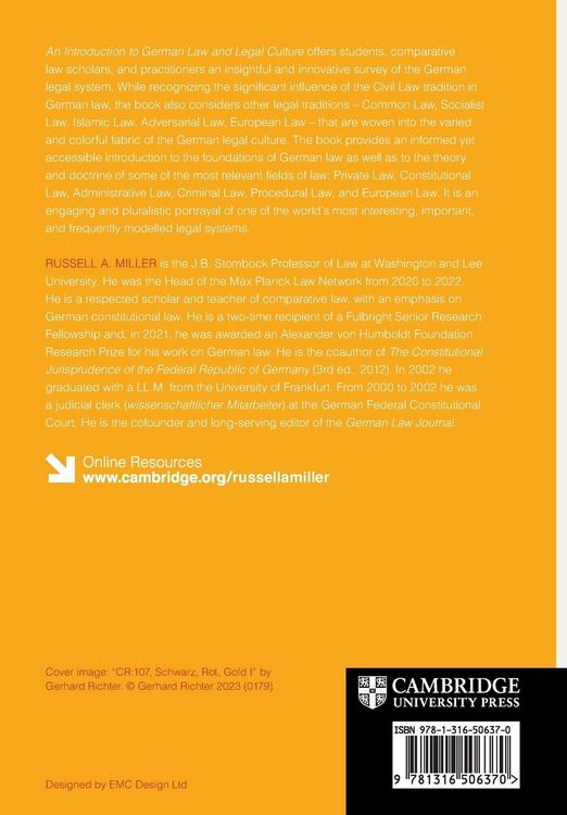 Produktbild: An Introduction to German Law and Legal Culture