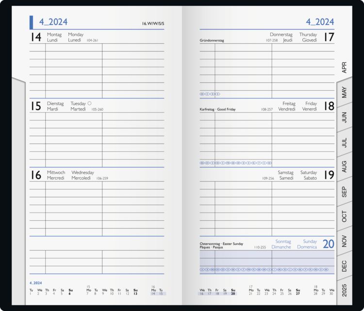 Produktbild: Taschenkalender 9x15cm sw 2S/1W