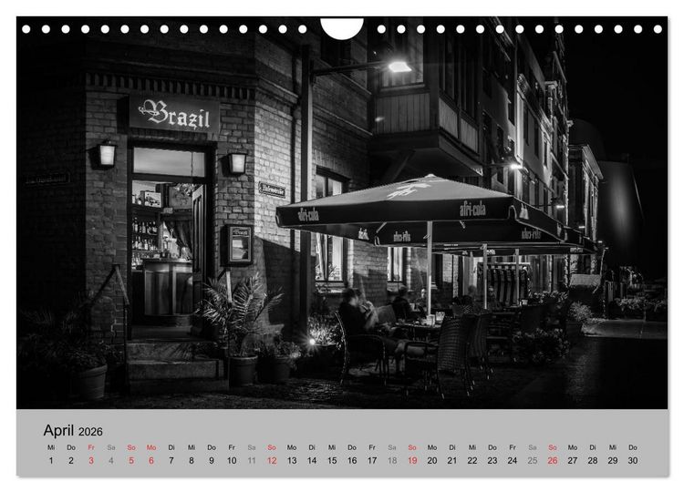 Produktbild: Hansestadt Stralsund bei Nacht (mit GPS-Koordinaten) (Wandkalender 2026 DIN A4 quer), CALVENDO Monatskalender
