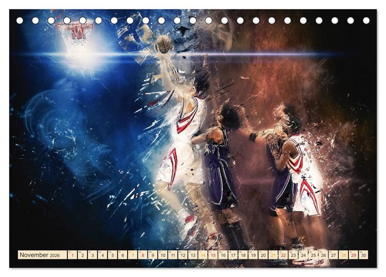 Produktbild: Basketball extrem (Tischkalender 2026 DIN A5 quer), CALVENDO Monatskalender