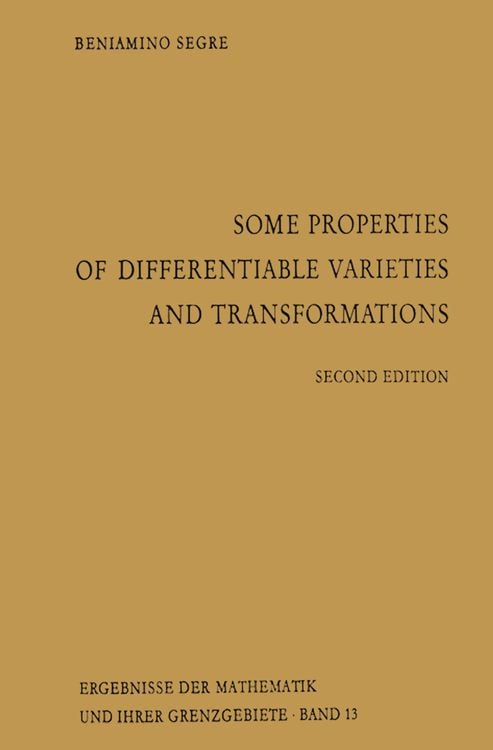 Produktbild: Some Properties of Differentiable Varieties and Transformations