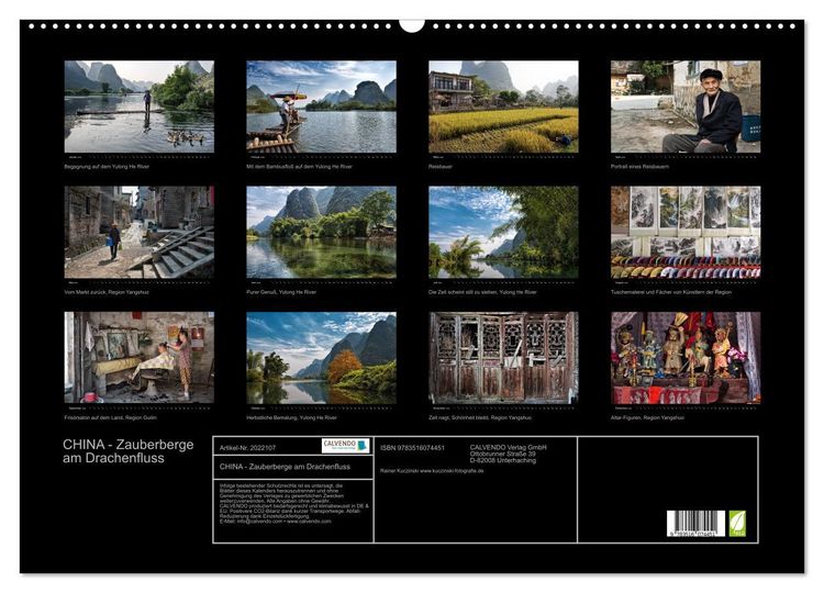 Produktbild: CHINA - Zauberberge am Drachenfluss (Wandkalender 2026 DIN A2 quer), CALVENDO Monatskalender