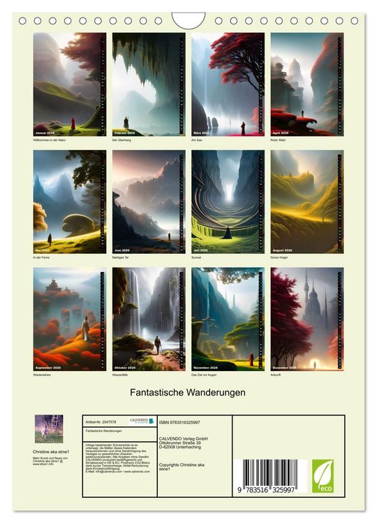 Produktbild: Fantastische Wanderungen (Wandkalender 2026 DIN A4 hoch), CALVENDO Monatskalender