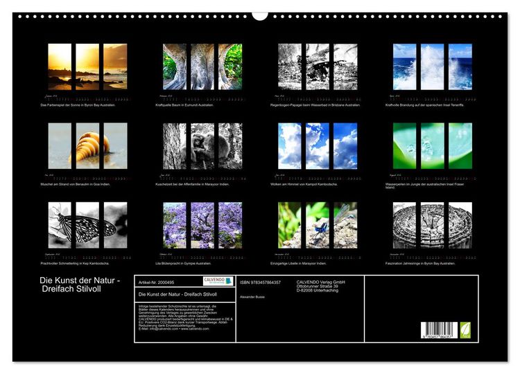 Produktbild: Die Kunst der Natur - Dreifach Stilvoll (Wandkalender 2026 DIN A2 quer), CALVENDO Monatskalender