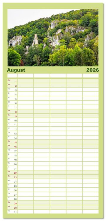 Produktbild: Familienplaner 2026 - Unterwegs im Gro&szlig;en Lautertal mit 5 Spalten (Wandkalender, 21 x 45 cm) CALVENDO