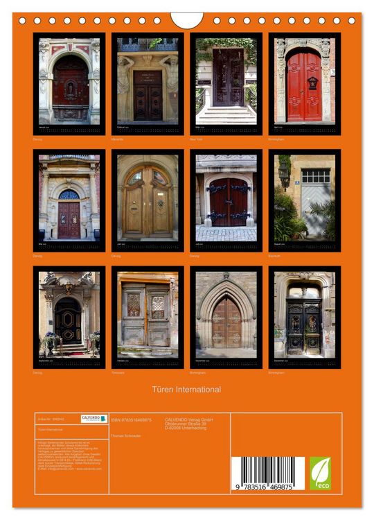 Produktbild: T&uuml;ren International (Wandkalender 2026 DIN A4 hoch), CALVENDO Monatskalender