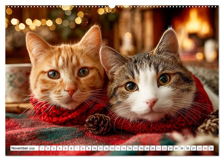 Produktbild: Katzenkalender - S&uuml;&szlig;e Katzen begleiten dich durch alle Jahreszeiten (Wandkalender 2026 DIN A2 quer), CALVENDO Monatskalender