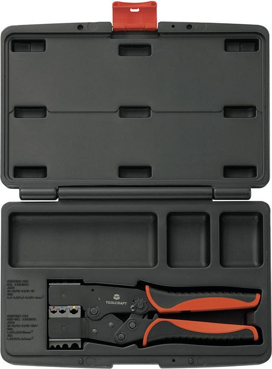 Produktbild: TOOLCRAFT 2-i-1 818644 Crimpzange Isolierte Flachstecker, Kabelschuhe, Sto&szlig;verbinder 0.5 bis 10 mm&sup2;