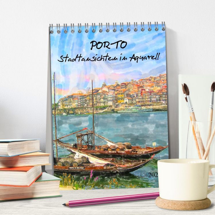 Produktbild: Porto - Stadtansichten in Aquarell (Tischkalender 2026 DIN A5 hoch), CALVENDO Monatskalender