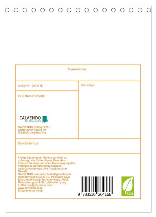 Produktbild: Surrealismus (Tischkalender 2026 DIN A5 hoch), CALVENDO Monatskalender