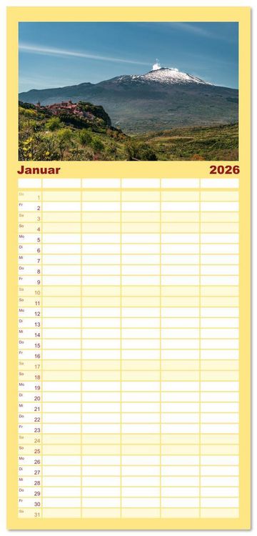 Produktbild: Familienplaner 2026 - &Auml;tna - Europas h&ouml;chster Vulkan mit 5 Spalten (Wandkalender, 21 x 45 cm) CALVENDO