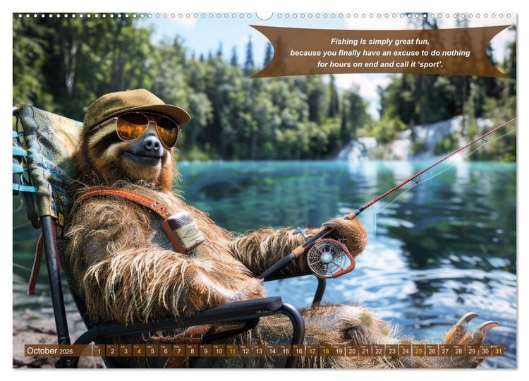 Produktbild: Funny charming animals as fishermen (High Quality Premium Wall Calendar 2026 DIN A2 landscape),CALVENDO 12 Month Wall Calendar