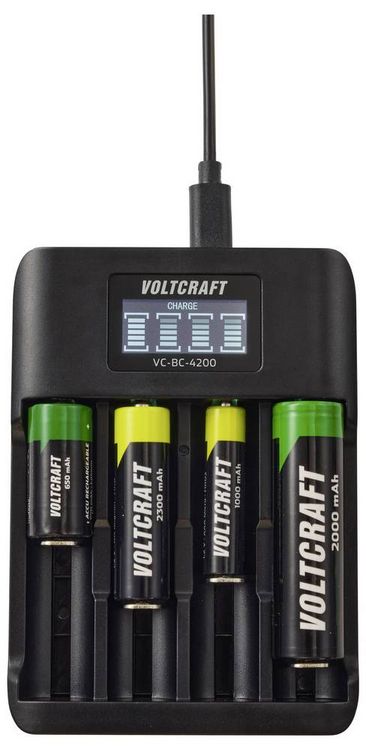 Produktbild: VOLTCRAFT VC-BC-4200 Rundzellen-Ladeger&auml;t NiMH, LiIon Mignon (AA), Micro (AAA), Mini (AAAA), 18650, 18490, 18350, 17670, 17500, 14500, 10440, 16340