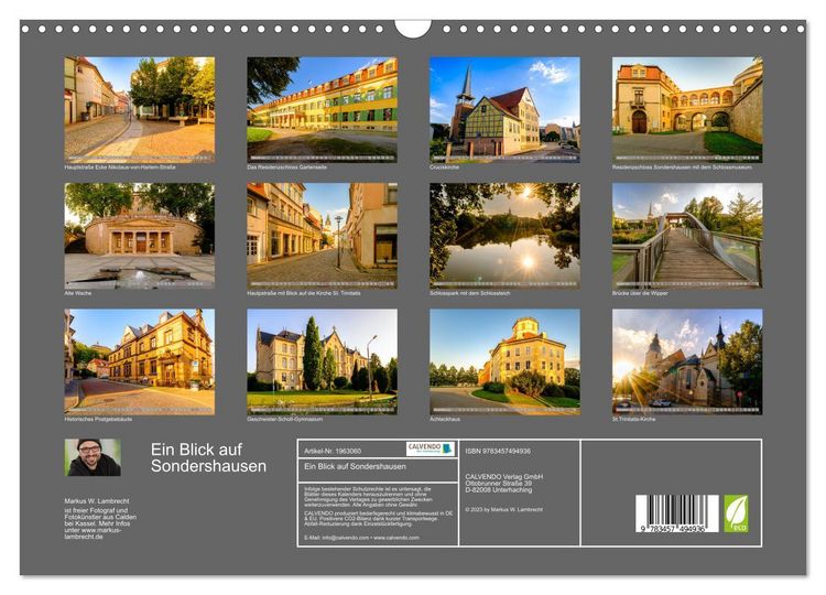 Produktbild: Ein Blick auf Sondershausen (Wandkalender 2026 DIN A3 quer), CALVENDO Monatskalender