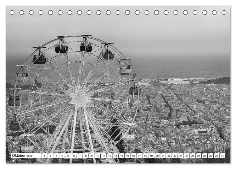 Produktbild: Barcelona Schwarz / Wei&szlig; Impressionen (Tischkalender 2026 DIN A5 quer), CALVENDO Monatskalender
