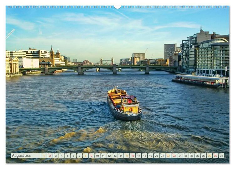 Produktbild: B&uuml;hne frei f&uuml;r London und die Themse (hochwertiger Premium Wandkalender 2026 DIN A2 quer), Kunstdruck in Hochglanz