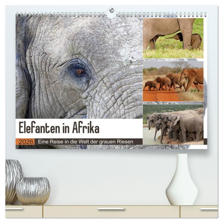 Produktbild: Elefanten in Afrika (hochwertiger Premium Wandkalender 2026 DIN A2 quer), Kunstdruck in Hochglanz