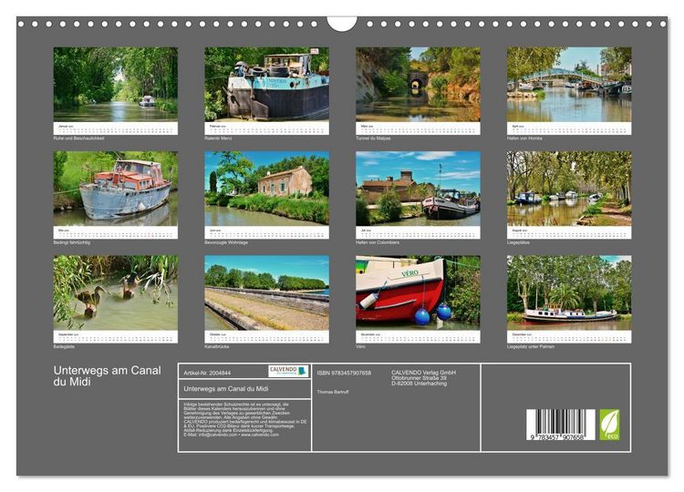 Produktbild: Unterwegs am Canal du Midi (Wandkalender 2026 DIN A3 quer), CALVENDO Monatskalender