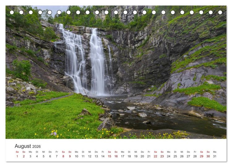 Produktbild: Wasserf&auml;lle in Norwegen (Tischkalender 2026 DIN A5 quer), CALVENDO Monatskalender