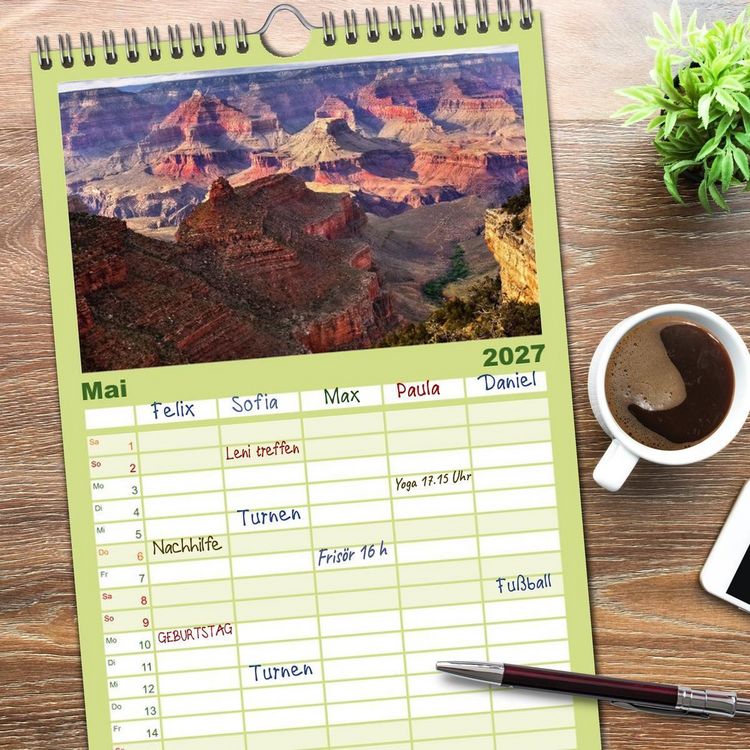 Produktbild: Familienplaner 2027 - Grand Canyon, Nationalpark mit 5 Spalten (Wandkalender, 21 x 45 cm) CALVENDO