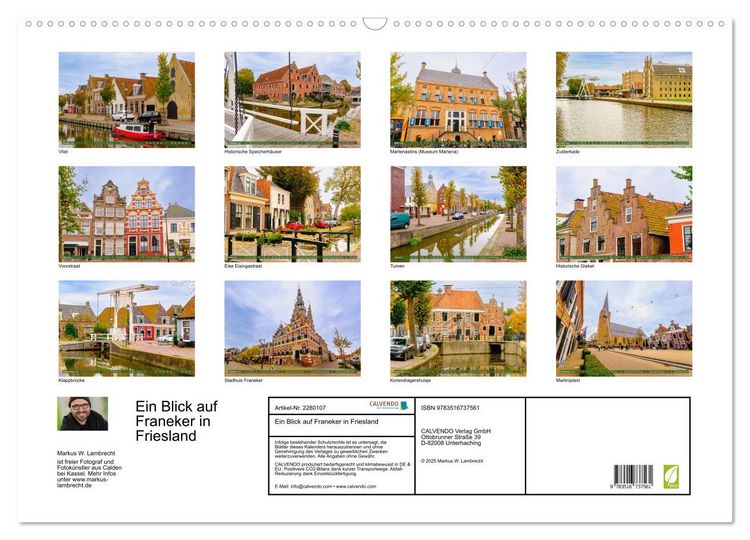 Produktbild: Ein Blick auf Franeker in Friesland (Wandkalender 2026 DIN A2 quer), CALVENDO Monatskalender