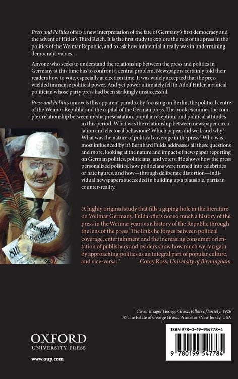 Produktbild: Press and Politics in the Weimar Republic